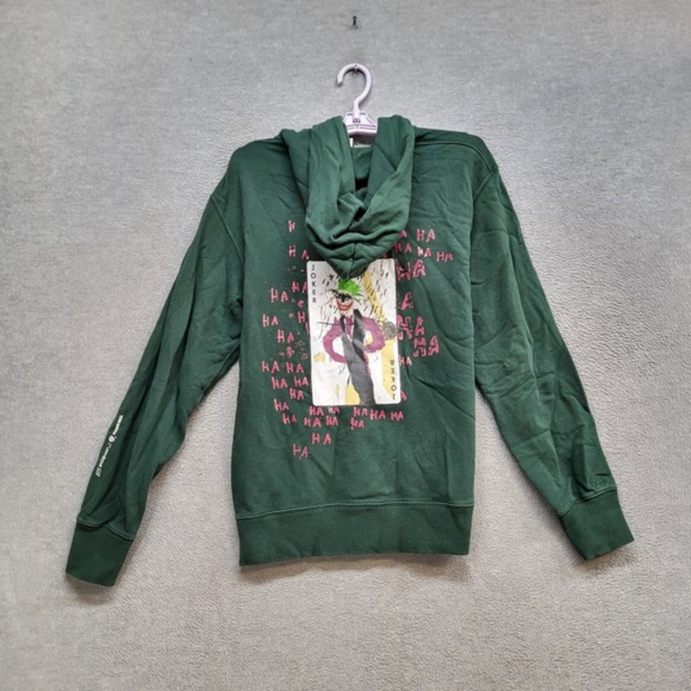 Uniqlo x DC Comics Men Sweatshirt Small Green Joker Fleece Hoodie Logo Graphic